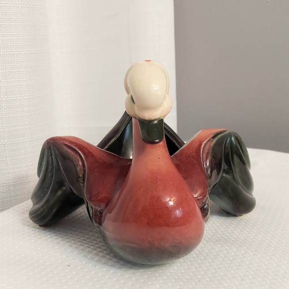 Hull Pottery Duck Planter Goose Bandana Spread Wings Art Deco 50s - Picture 2 of 7